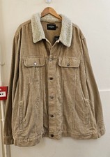 MENS BURTON BEIGE CORDUROY JACKET WITH FUR COLLAR TRIMMING SIZE 5XL CG W30