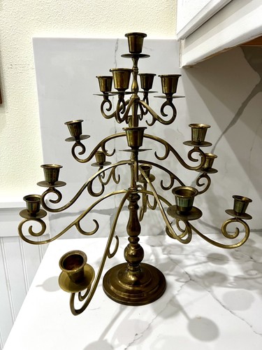 Vtg brass candelabra swivel - 17,