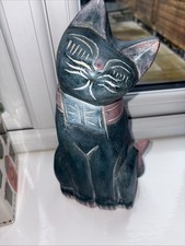 Large Green Wooden Cat