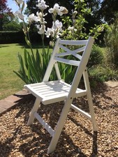White Solid Wooden Garden Office Dining Chair, Folding.