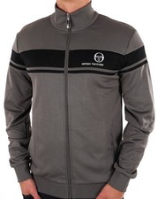 Sergio Tacchini Men Masters Track Top Charcoal Grey/Black-Retro Tracksuit Jacket