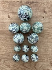 HAND~PAINTED Bamboo Design Decorative Ceramic Balls ~1 Large~ 5 Medium~6 Small