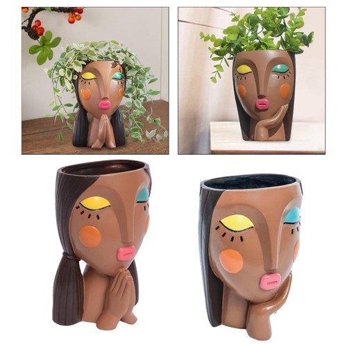 Face flower pot lady vase - face,