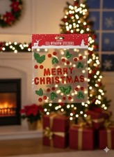 Christmas Gel Window Stickers Merry Christmas Red Green Dots Decor Decals
