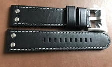 Genuine TW Steel Leather Watch Strap & Buckle 24mm Black TWB63L Long TWA201
