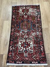 ANTIQUE HANDMADE HERIZ ORIENTAL WOOL RUG 90 X 50 CM