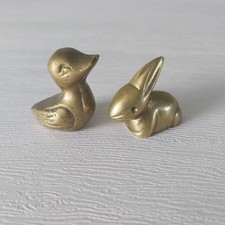 Solid Brass Mini Duck And Rabbit Approx 1" * Read Description