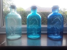 Blue Coloured Glass Seahorse jars 3 of