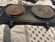 Cookworks 2500W Double Hotplate Hob Tabletop Electric Cooker, Cooking, Portable 