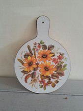 Floral Vintage Wooden/Melamine Paddle Chopping Serving Board Bar Retro 32x24cm