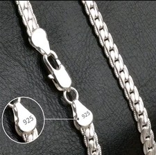 Mens solid 925 hallmark Full Sideways Necklace 60cm & 20cm Bracelet for Adult