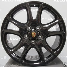 GENUINE PORSCHE CAYENNE TURBO 20" INCH TWIST SPOKED GLOSS BLACK ALLOY WHEELS X4