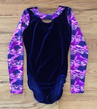 Alpha Factor Velour Leotard Purple Size AME Long Sleeve Competition Gymnastics
