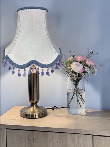 Powder blue table lampshades