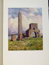 Original Old Antique Print Round Tower And Abbey Devenish Isle Ireland Victorian