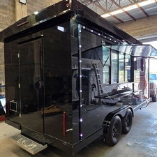Black Square Food Concession Trailer Large Mobile Kitchen Catering Truck