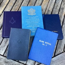 Vintage Lot Of 5 Masonic Rituals, Constitution Etc Hand Books 1960’s Onwards