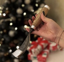 Christmas Gift for Woodworkers Hand-Forged Bent Gouge – 52100 Carbon Steel Blade