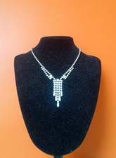 Vintage 1930s Art Deco Diamante Necklace. Paste. Tassel. Gift Wrapped.