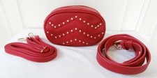 BNWOT Retro 1980's Padded, Quilted & Studded Red Vinyl Bum-Bag Shoulder Bag