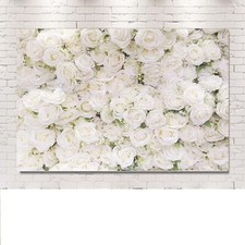 UK Floral Wall Backdrop 7X5 FT White Rose Flower Curtain Vinyl Party Backdrops
