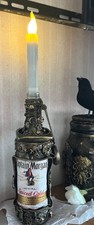 Steampunk Halloween Table Decor: up cycled Captain Morgan rum  Glass Bottle