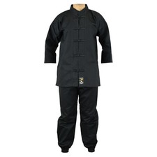 Playwell Kung Fu Uniform 9oz Black Gi Adults Martial Arts Suits Tai Chi Outfit