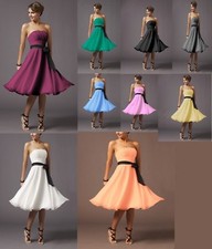 Wedding Bridesmaid Cocktail Partyl Prom Ball Evening Satin & Chiffon Dress 