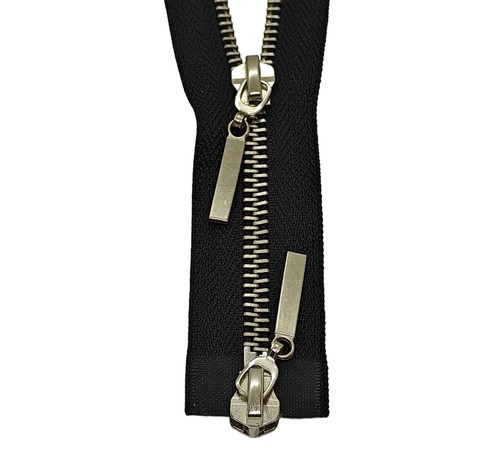 Black way zip metal silver - black, 2-way