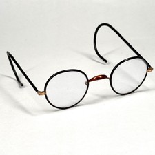 Vintage Shur-On Shuron dark gold round Rim Eyeglasses w/ Case