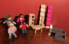 WOODEN FURNITURE & FLEXIBLE PEOPLE - IDEAL FOR A DOLLS HOUSE, PROJECT