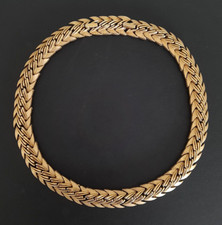 Stunning Vintage 1970's Crown Trifari Gold Tone Chevron Link Choker Necklace