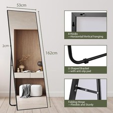 Large Full Length Mirror Standing Wall Mirror Hallway Mirror Metal Frame 162x53