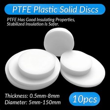 10x White PTFE Round Flat