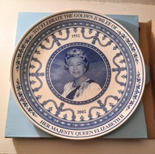 Wedgwood Queen Elizabeth II Golden Jubilee Commemorative Plate (22cm) Blue 2002