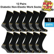 12 PAIRS Mens Diabetic Work Socks Heavy Duty with Reinforced Heels - Size 6-11