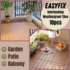 Composite Interlocking Patio, Balcony & Deck Tiles, Wood Effect PVC, Caramel