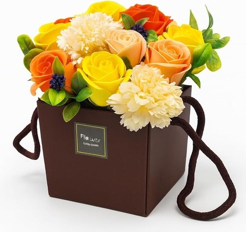 Soap flower bouquet yellow - soap,