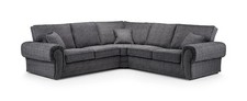 3+2 SEATER CHENILLE SOFA WILCOT/VERONA CORNER SOFA HIGH BACK GREY FOOTSTOOL