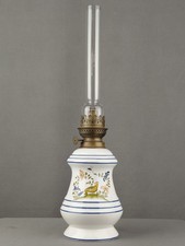 Vintage French Painted Font Kerosene Paraffin Oil Table Lamp Kosmos Burner