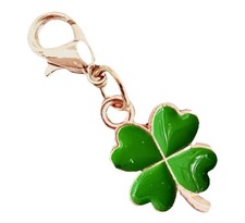 Mini Gold Green Clover Bag Charm Four Leaf Lucky Keyring Pendant for Good Luck