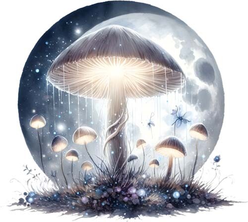 Colorful white magic mushroom - colorful,