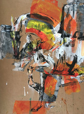 Large Original signed Ink study sketch painting of a Horse