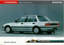 1988 HONDA CIVIC SEDAN GL 2 Page Car Sales Brochure - NOS