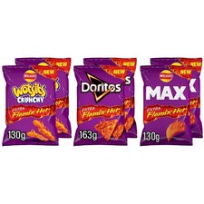 Walkers Flamin'Hot Chips Wotsits Doritos Max Extra Variety Crisps 6Pcs Bags Pack