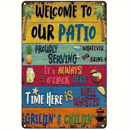Welcome our patio metal - welcome,