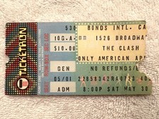 The Clash 1981 Original Ticket Stub - Bond International Casino - New York City