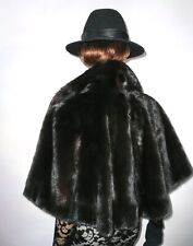 Real Ranch Mink Fur Cape Stole Coat Jacket Swing Black Brown Vison Norka 8 - 30