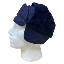 Bundeswehr Ushanka German Army Cold Weather Navy Blue Fleece Lined Trapper Hat