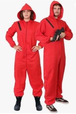 Money Heist Hooded Jumpsuit Costume Fancy Dress Size M